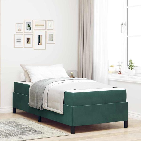 vidaXL Estrutura da Cama com colchão Verde Escuro 80 x 200 cm tecido