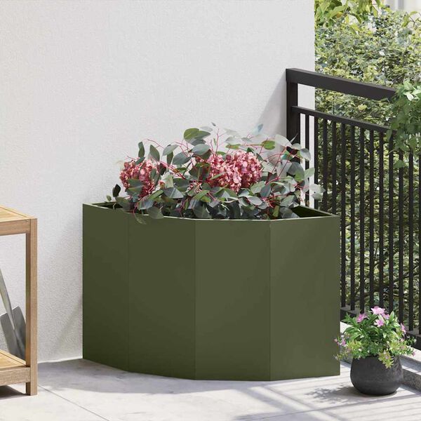 vidaXL Vaso de Canto Verde-oliva 60 x 60 x 50 cm Aço