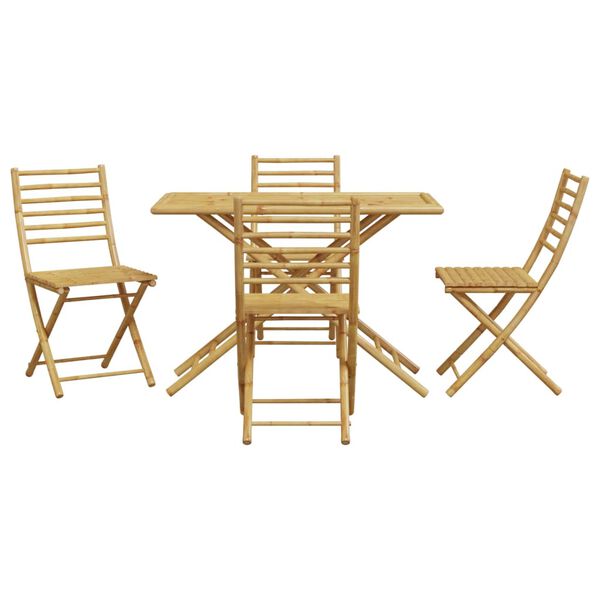 vidaXL 5 pcs conjunto de jantar para jardim bambu