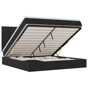 vidaXL Estrutura de cama otomana com colch&atilde;o 160x200 cm tecido preto