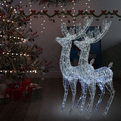 vidaXL Renas de Natal XXL 2pcs 250 LEDs 180 cm acrílico branco frio