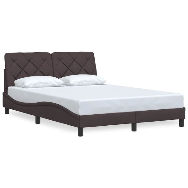 vidaXL Estrutura de cama sem colch&atilde;o 120x200 cm tecido castanho-escuro