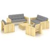 vidaXL 5 pcs conjunto lounge de jardim com almofad&otilde;es pinho impregnado