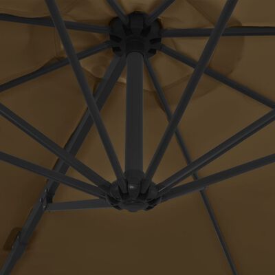 vidaXL Guarda-sol cantilever poste aço 300 cm cinzento-acastanhado