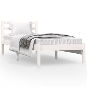 vidaXL Estrutura de cama pequena solteiro 75x190cm pinho maci&ccedil;o branco