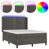 vidaXL Cama box spring c/ colch&atilde;o/LED 140x190cm veludo cinzento-escuro