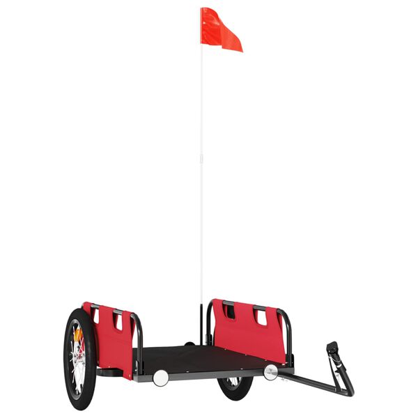 vidaXL Reboque de bicicleta tecido oxford/ferro vermelho