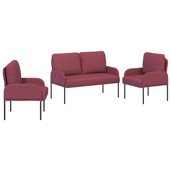 vidaXL Conjuntos de sof&aacute;s 3 pcs Vinho Vermelho 115 x 56 x 80 cm