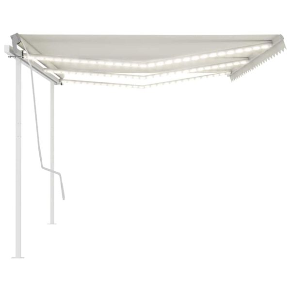 vidaXL Toldo retr&aacute;til manual com LED 6x3 m cor creme