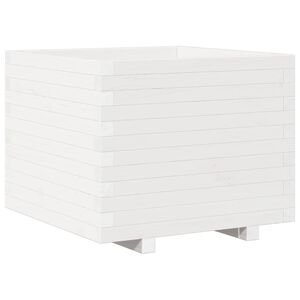 vidaXL Vaso/floreira de jardim 60x60x49,5 cm pinho maci&ccedil;o branco