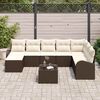 vidaXL Conjunto de Sof&aacute; de Jardim 9 pcs Castanho Rattan Sint&eacute;tico