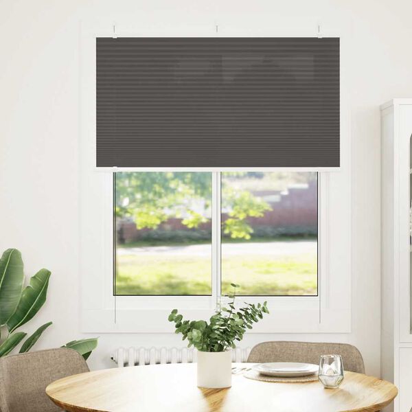 vidaXL Preto Plissada Cega 110x150 cm Largura Tecido 109,4cm Poli&eacute;ster