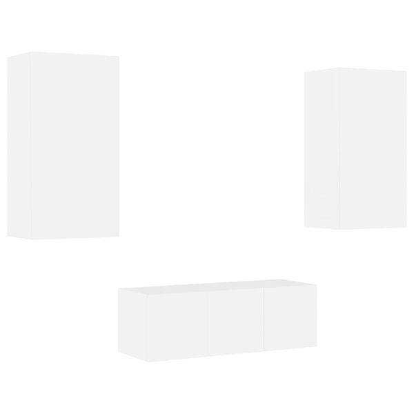 vidaXL 4pcs móveis de parede p/ TV c/ LEDs derivados de madeira branco