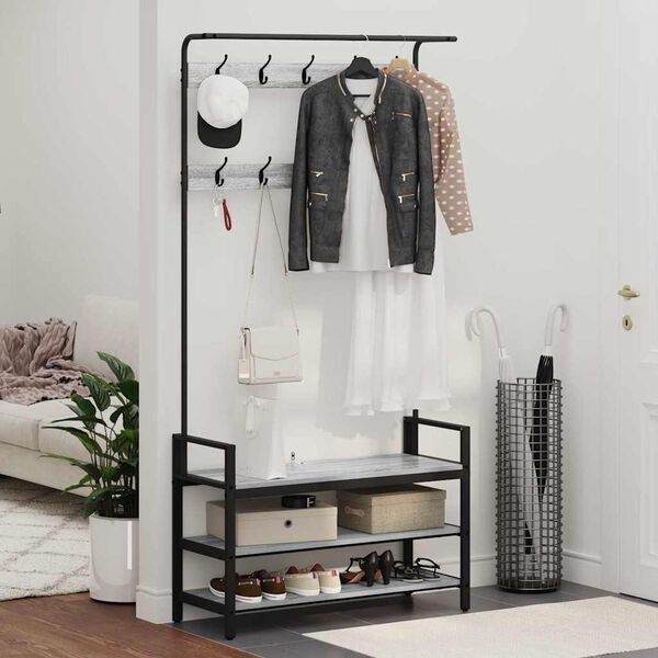 vidaXL Cabideiro Cinza Sonoma 95 x 34 x 184 cm Madeira processada