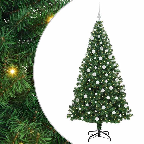 vidaXL &Aacute;rvore de Natal Artificial Verde 180 cm PVC, A&ccedil;o e Pl&aacute;stico