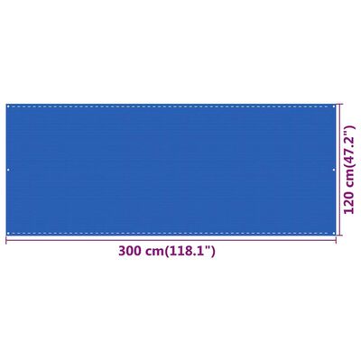 vidaXL Tela de varanda 120x300 cm PEAD azul