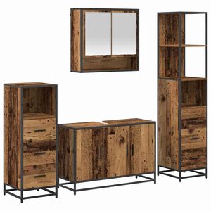 vidaXL Conjunto de M&oacute;veis para Banheiro com porta 4 pcs Madeira Antiga