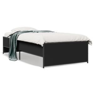 vidaXL Estrutura de cama 90x200 cm derivados de madeira/metal preto