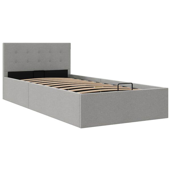 vidaXL Cama hidr&aacute;ulica c/ arruma&ccedil;&atilde;o 100x200cm tecido cinza-claro