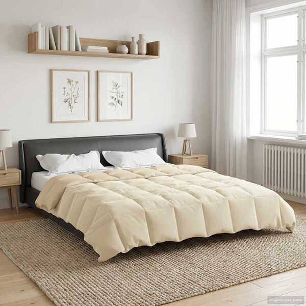 vidaXL Edredom de Inverno Colchonete Creme 220 x 240 cm Microfibra