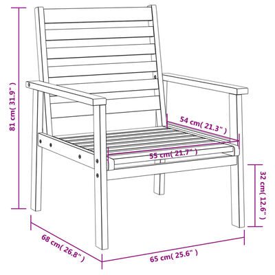 vidaXL Cadeira de jardim 2 pcs 66,5x65x81 cm madeira de acácia maciça