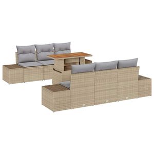 vidaXL Conjunto de Sof&aacute; de Jardim 7 unid. Bege vime PE