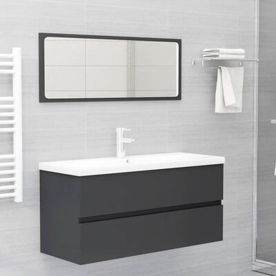 vidaXL 2 pcs conjunto móveis de casa de banho contraplacado cinzento