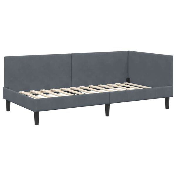 vidaXL Estrutura de Cama de Canto Cinza Escuro 90 cm x 200 cm Veludo