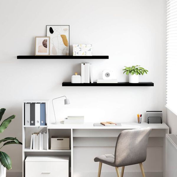 vidaXL Prateleiras de parede suspensas 2 pcs 120x23,5x3,8cm MDF preto