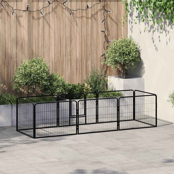 vidaXL Parque para c&atilde;es 8 pain&eacute;is a&ccedil;o 60x80 cm preto
