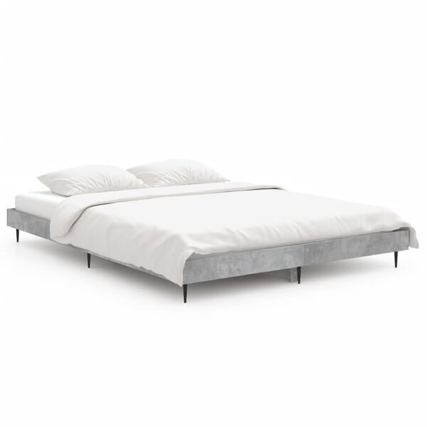 vidaXL Estrutura de cama 135x190 cm derivados de madeira cinza cimento
