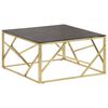vidaXL Mesa de centro a&ccedil;o inoxid&aacute;vel e vidro temperado dourado