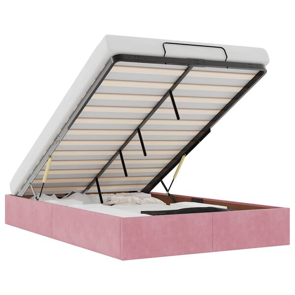 vidaXL Ottoman Bed Frame No Colchão Rosa 120x200 cm Veludo