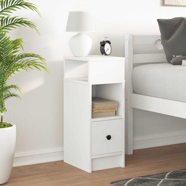 vidaXL Mesa de cabeceira com gaveta 25x31x66 cm branco