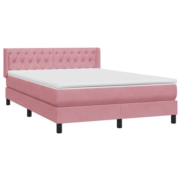 vidaXL Cama com molas/colch&atilde;o 160x220 cm veludo rosa