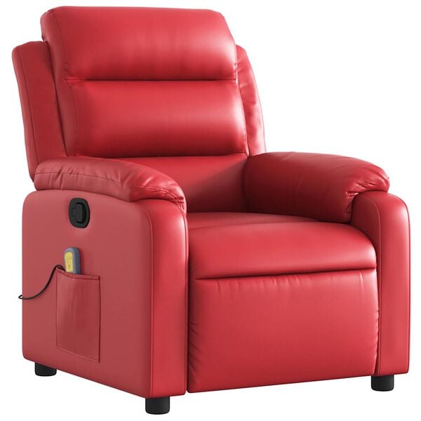 vidaXL Poltrona de massagens reclin&aacute;vel couro artificial vermelho