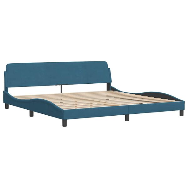 vidaXL Estrutura de cama sem colch&atilde;o 200x200 cm veludo azul