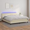 vidaXL Cama box spring c/ colch&atilde;o/LED 160x200cm couro artificial creme