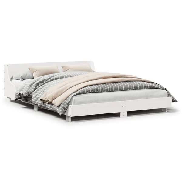 vidaXL Cama sem colch&atilde;o 140x190 cm madeira de pinho maci&ccedil;a branco