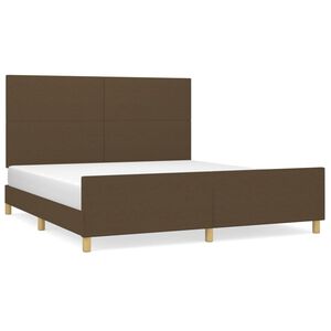 vidaXL Estrutura de cama sem colch&atilde;o 160x200 cm tecido castanho-escuro