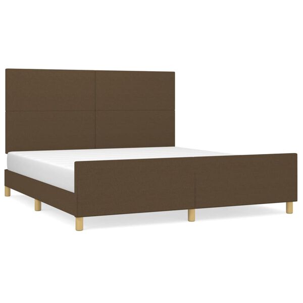 vidaXL Estrutura de cama sem colch&atilde;o 160x200 cm tecido castanho-escuro