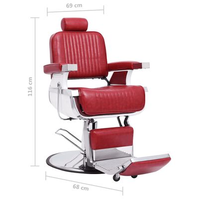 vidaXL Cadeira de barbeiro 68x69x116 cm couro artificial vermelho