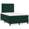 vidaXL Cama box spring com colch&atilde;o e luzes LED veludo verde-escuro