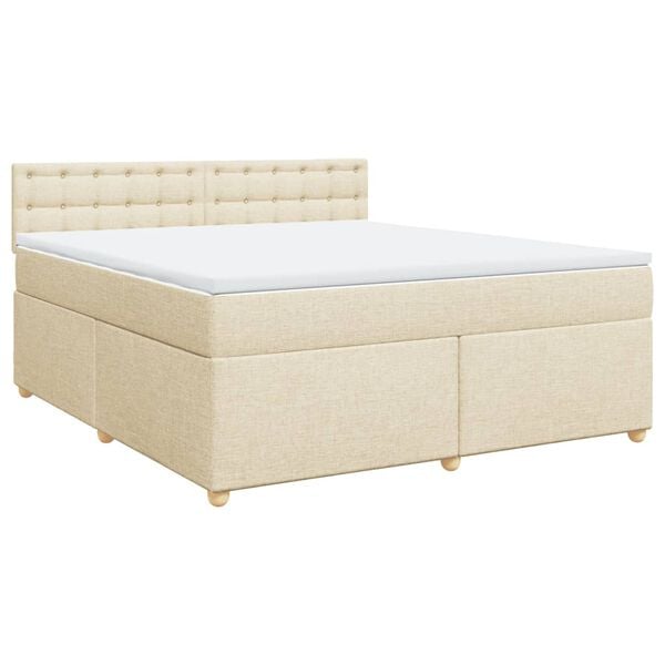 vidaXL Cama com molas/colch&atilde;o 180x200 cm tecido cor creme