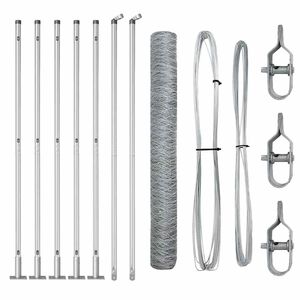 vidaXL Poste de Cerca Prateado