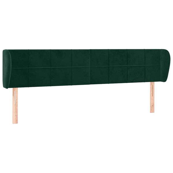 vidaXL Cabeceira de cama c/ abas veludo 163x23x78/88cm verde-escuro