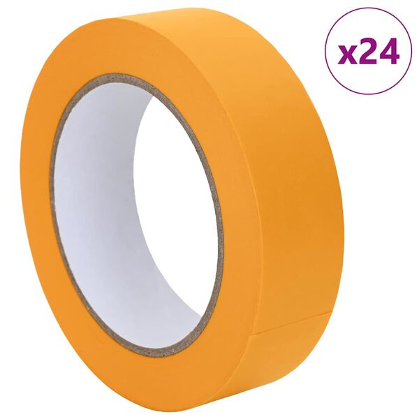 vidaXL Fitas de M&aacute;scara para Pintores 24 pcs Amarelo 30mm x 50m Papel