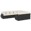 vidaXL 10 pcs conjunto sof&aacute;s de jardim c/ almofad&otilde;es vime PE preto