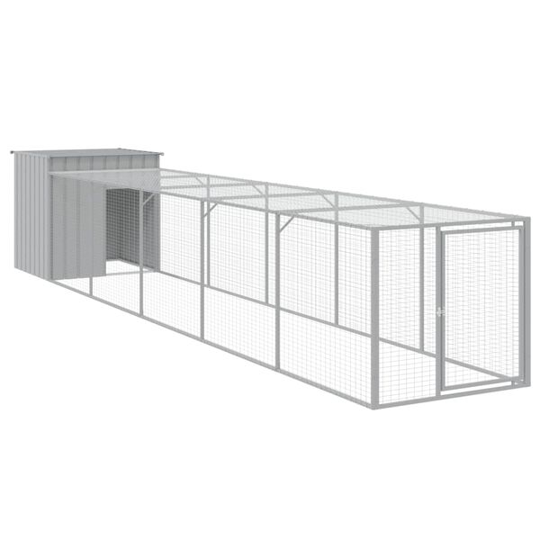 vidaXL Galinheiro com anexo 110x609x110 cm aço galvanizado cinza-claro