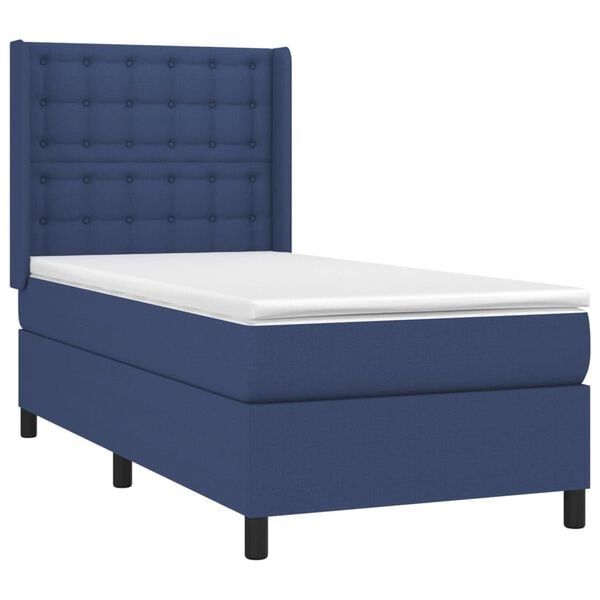 vidaXL Cama box spring c/ colch&atilde;o e LED 80x200 cm tecido azul